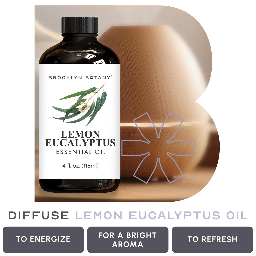Brooklyn Botany Lemon Eucalyptus Essential Oil - 4 Fl Oz | Pure & Natural, Premium Grade