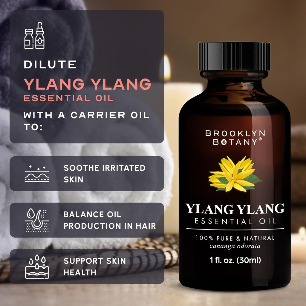 Brooklyn Botany Ylang Ylang Essential Oil – 100% Pure & Natural, Premium Grade, 1 fl oz with Dropper