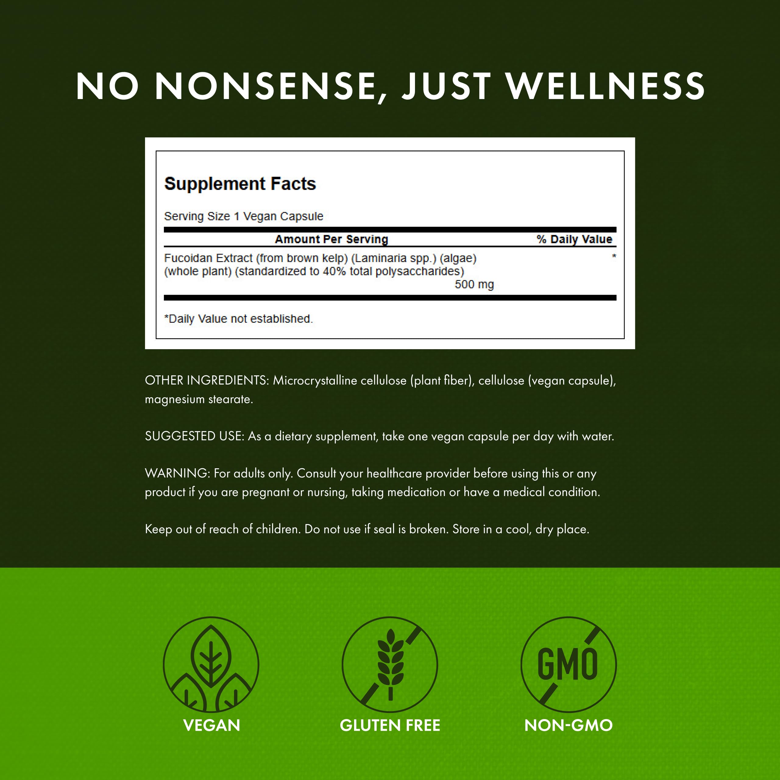 Swanson Fucoidan Extract 500mg - Immune Support (60 Veggie Caps) 2 Pack