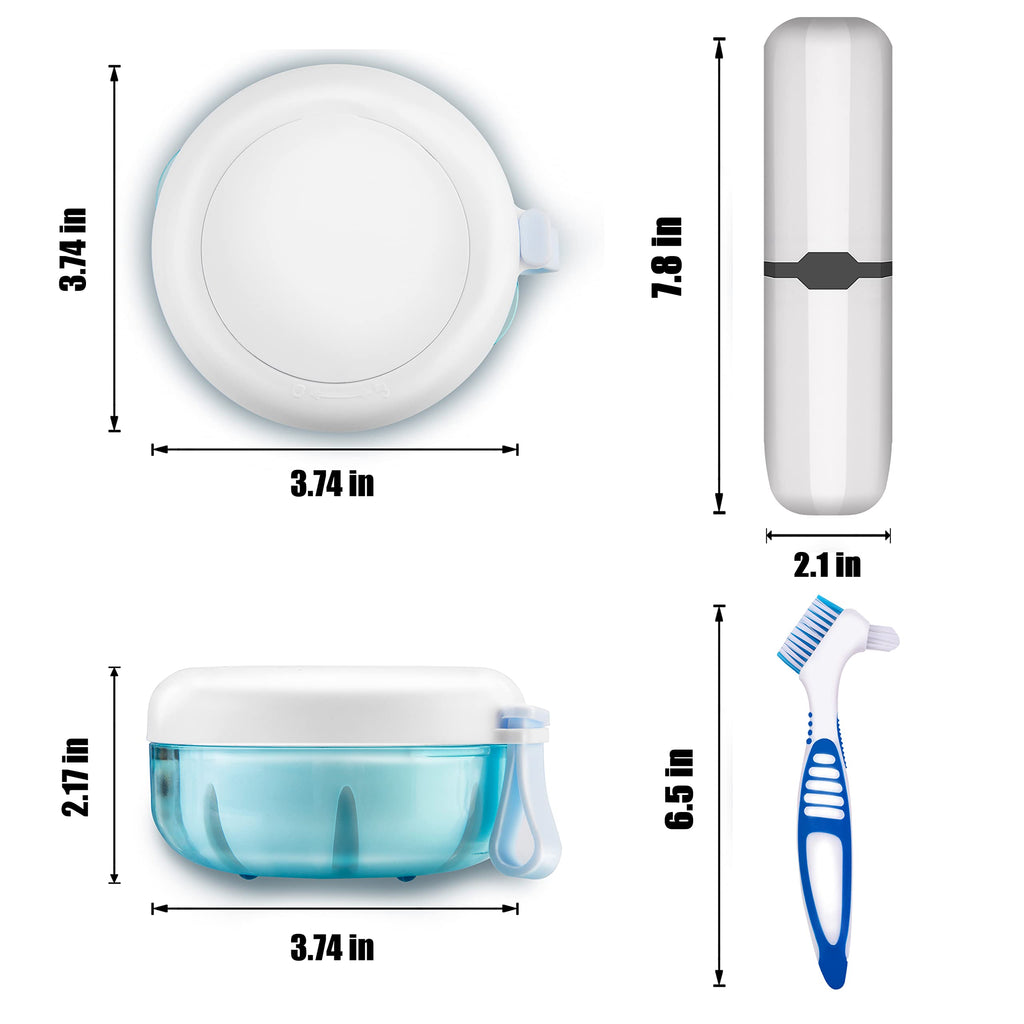 Leak-Proof Denture Case with Brush – Travel Retainer Box Set with Mirror