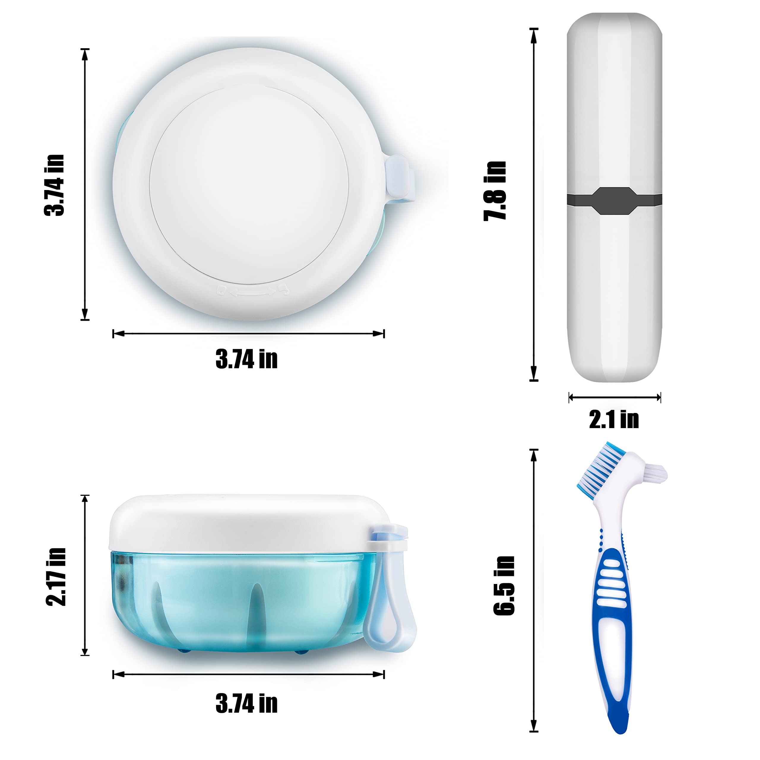 Leak-Proof Denture Case with Brush – Travel Retainer Box Set with Mirror
