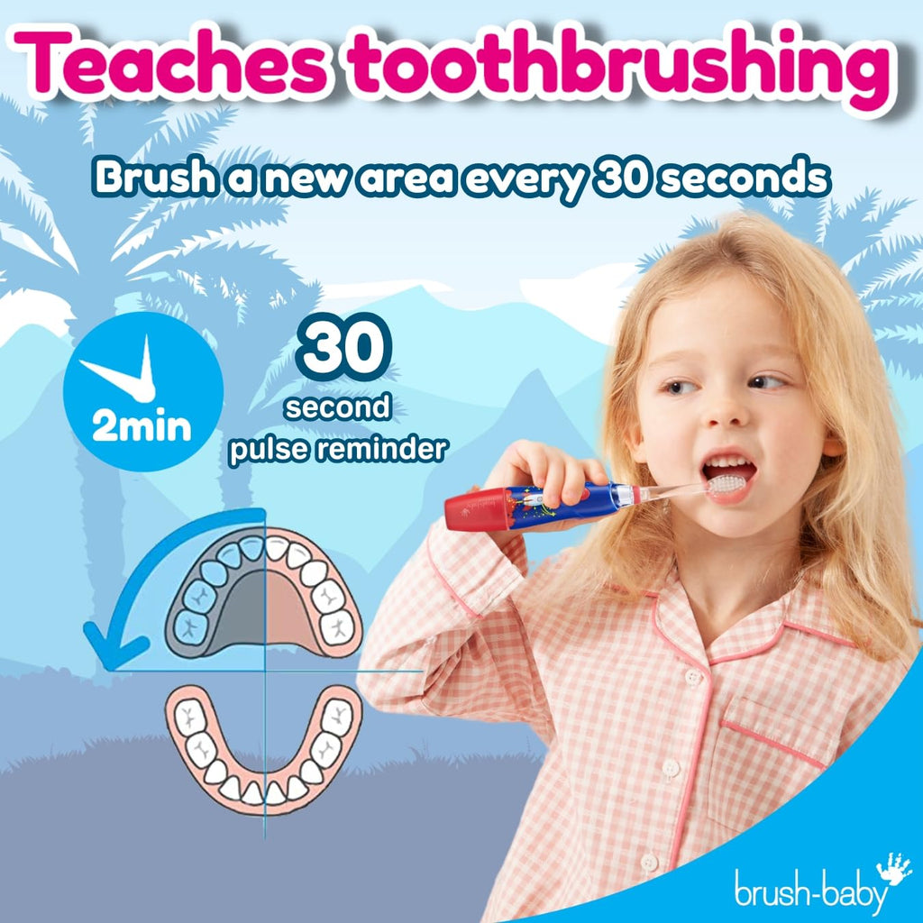 brush-baby KidzSonic Dinosaur Kids Electric Toothbrush (3+) – Disco LED Lights, Gentle Sonic Vibrations, 2-Minute Smart Timer & 30-Second Pulse Reminders – AAA Battery Included