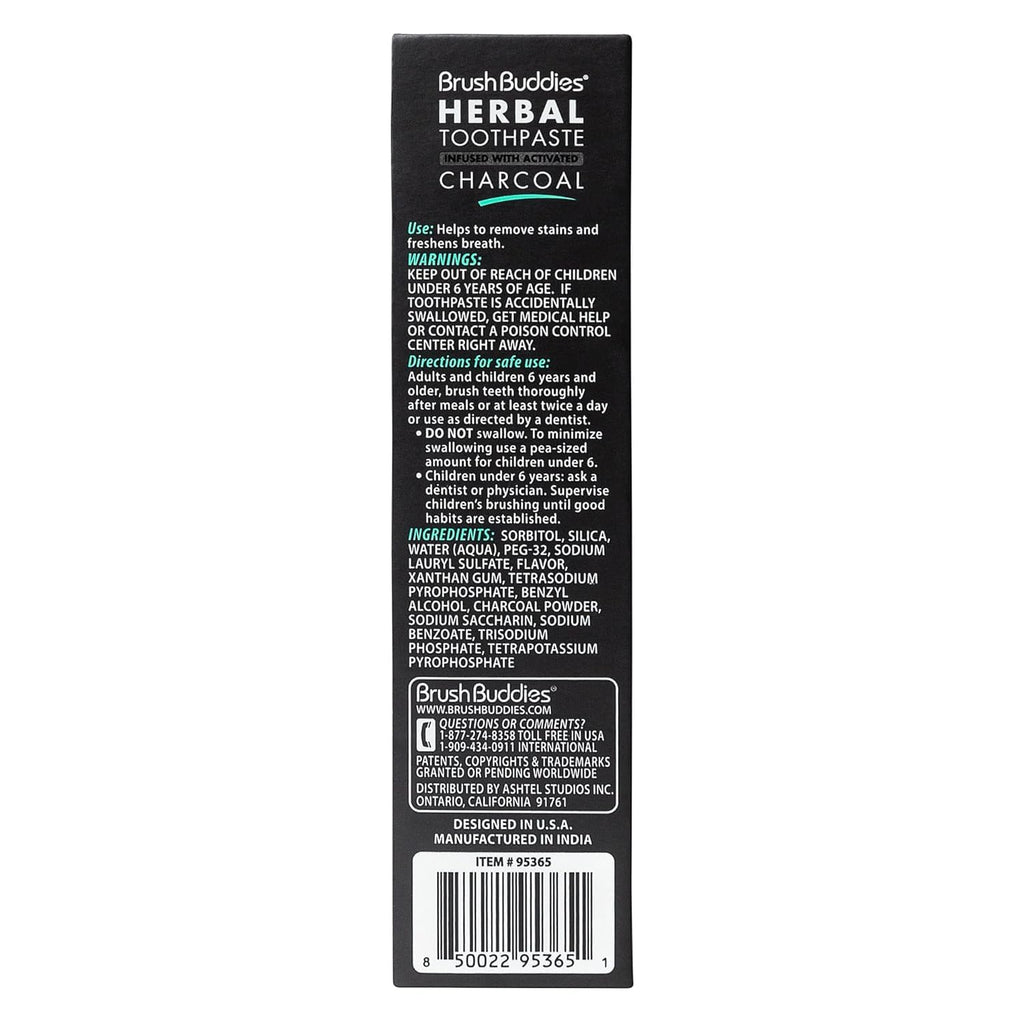Brush Buddies Charcoal Toothpaste 6 Pack – Activated Charcoal Whitening