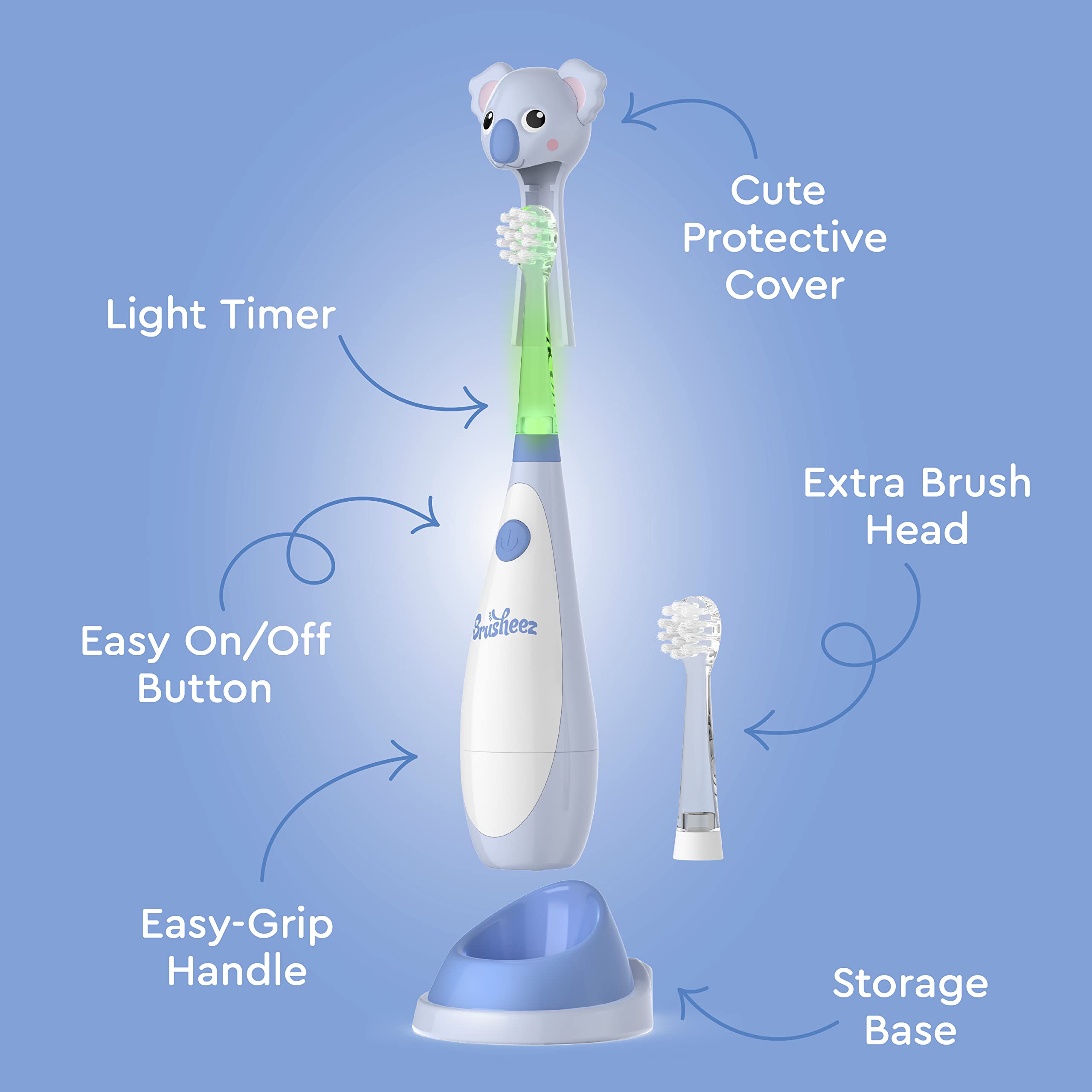 Brusheez Toddlers Sonic Toothbrush – Safe 1-3 yrs, 2-Min Timer (Kiwi the Koala)
