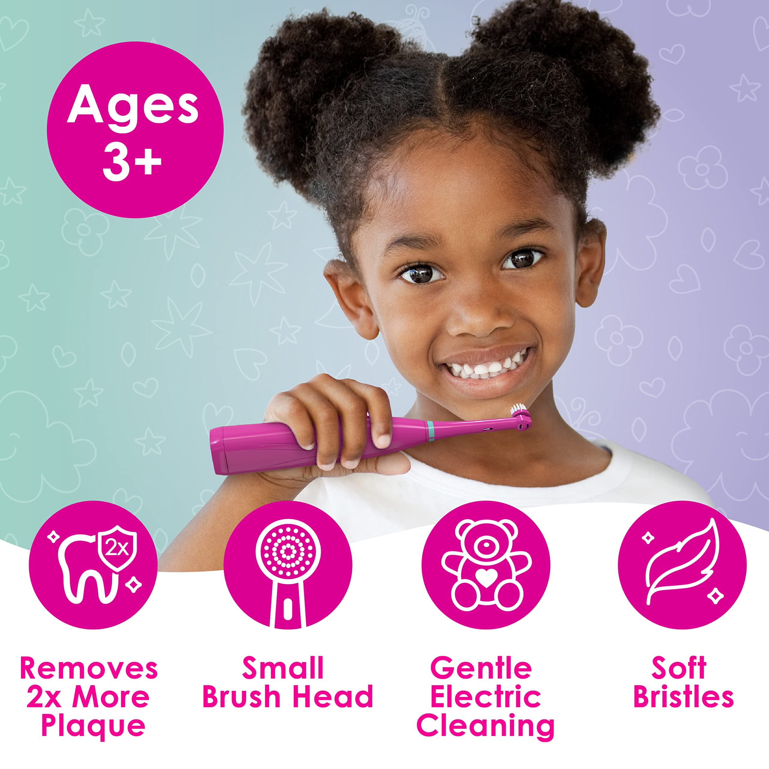 Brusheez Kids' Electric Toothbrush Set (Ages 3+) – Safe, Gentle Bristles
