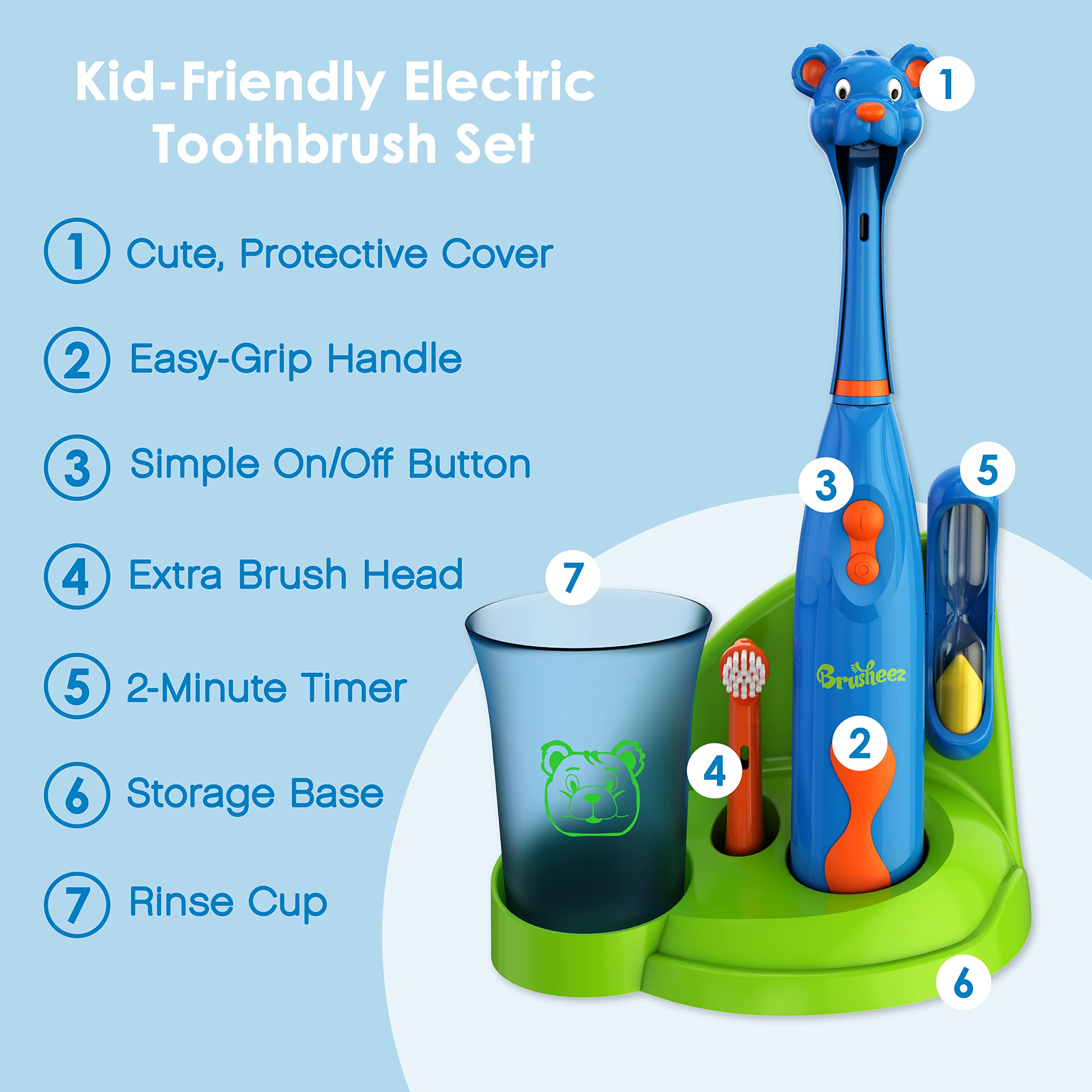 Brusheez Kids’ Electric Toothbrush Set – Safe & Gentle for Ages 3+