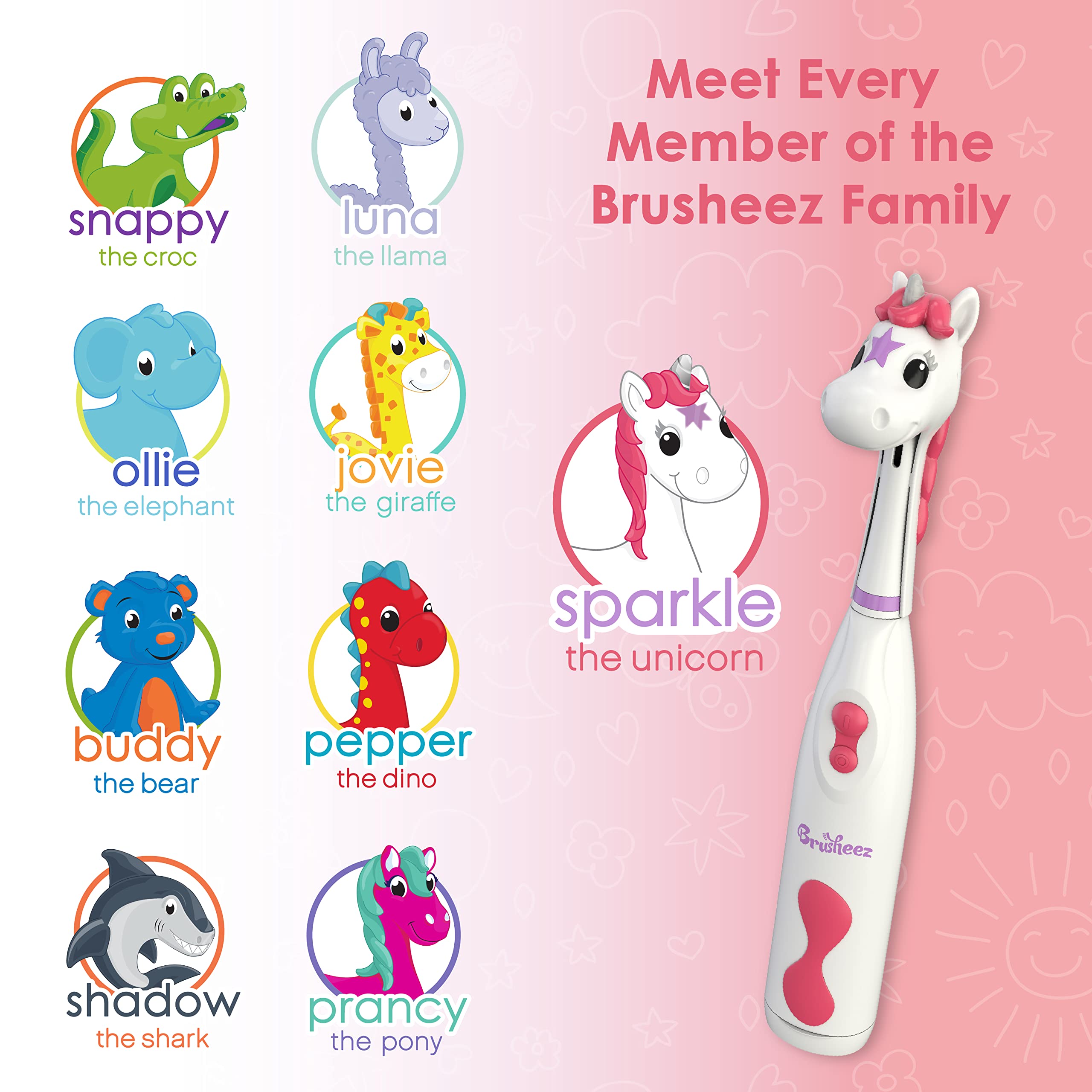 Brusheez Kids’ Electric Toothbrush Set – Safe for Ages 3+ | 2-Min Timer & 2 Brush Heads