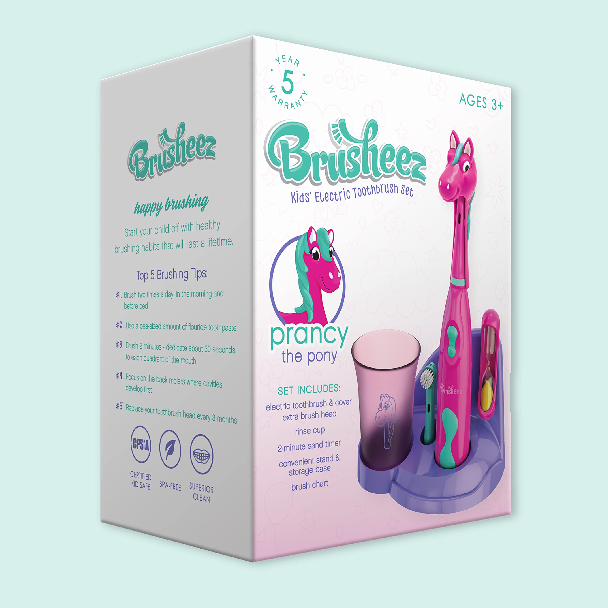 Brusheez Kids' Electric Toothbrush Set (Ages 3+) – Safe, Gentle Bristles