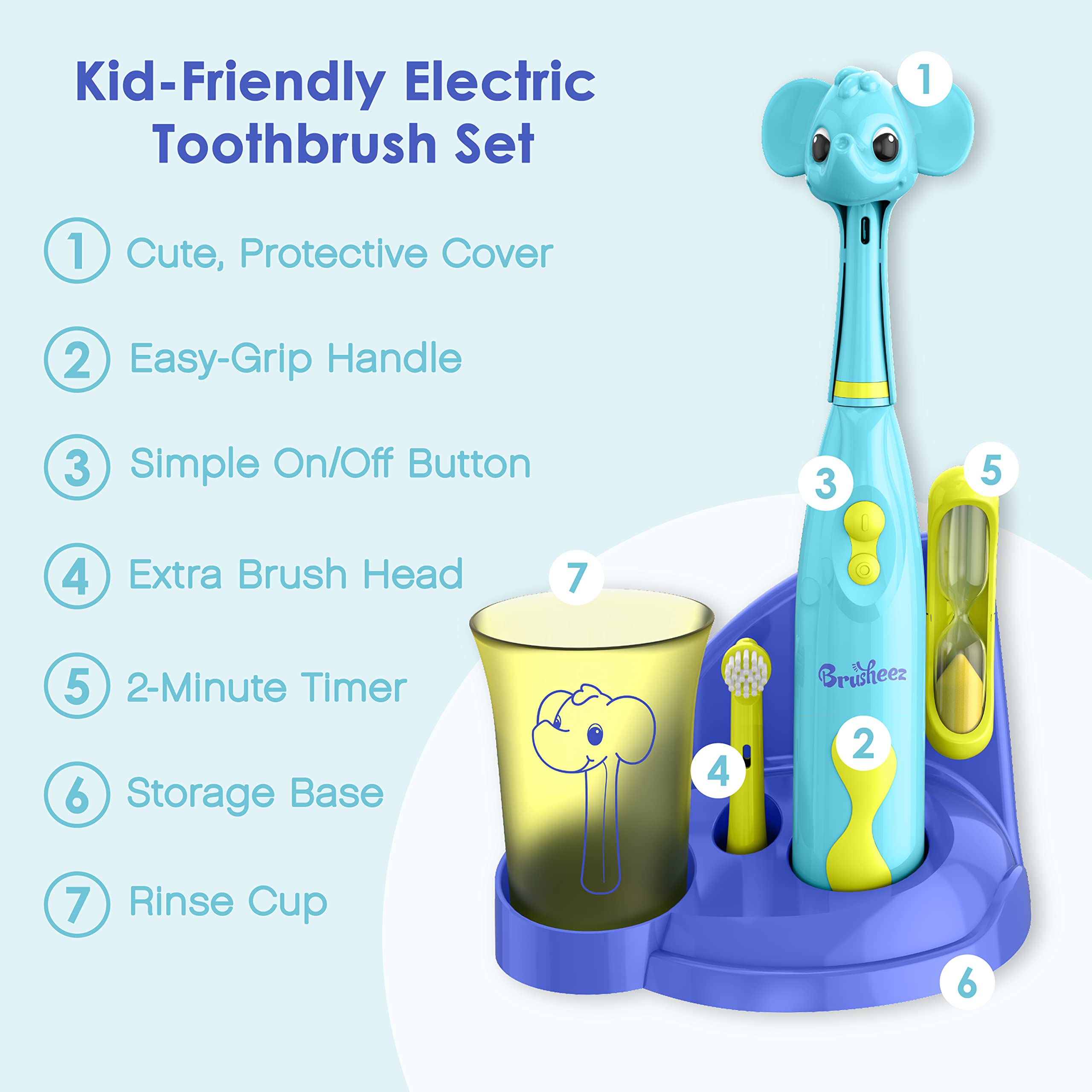 Brusheez Kids’ Electric Toothbrush Set for Ages 3+ – Ollie The Elephant
