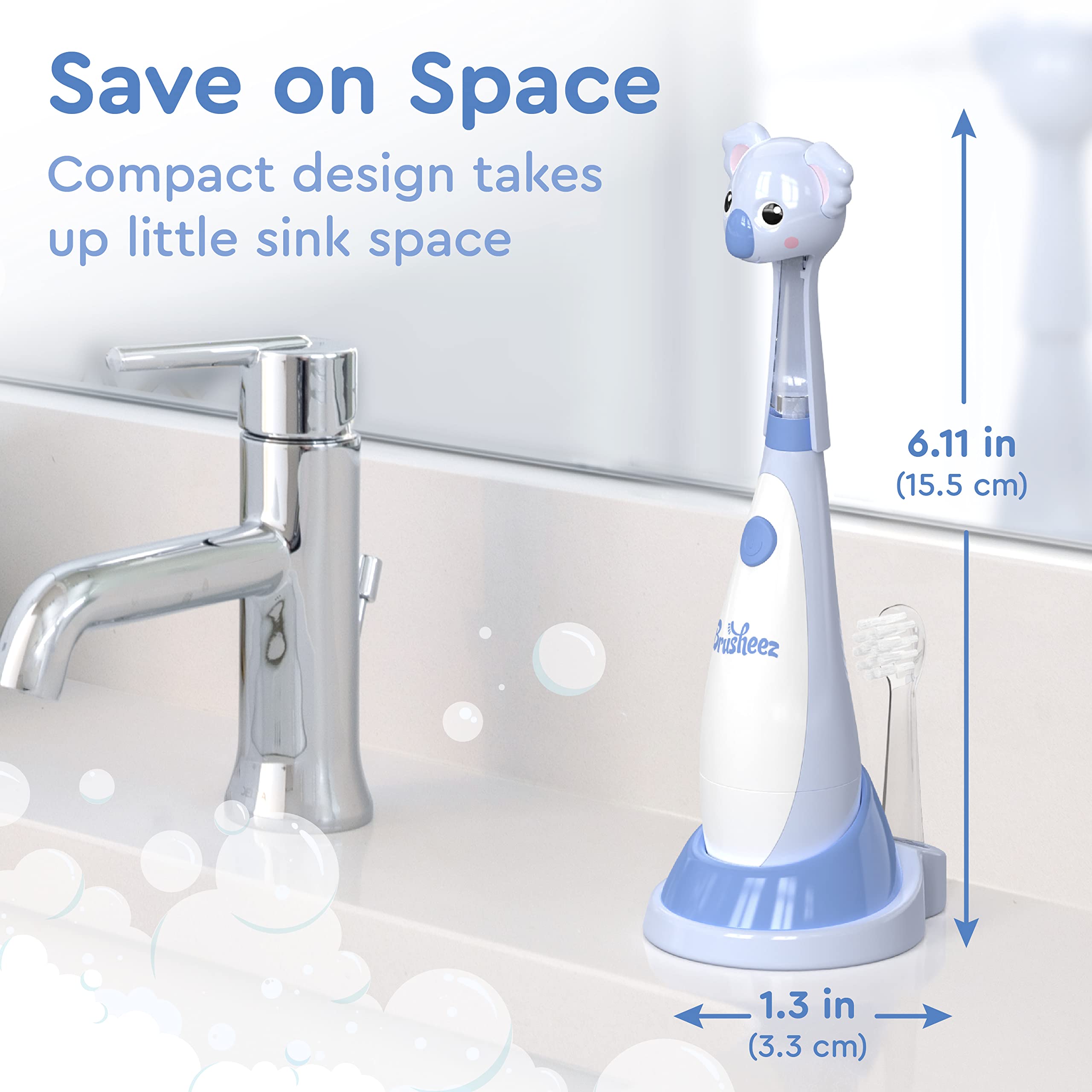 Brusheez Toddlers Sonic Toothbrush – Safe 1-3 yrs, 2-Min Timer (Kiwi the Koala)