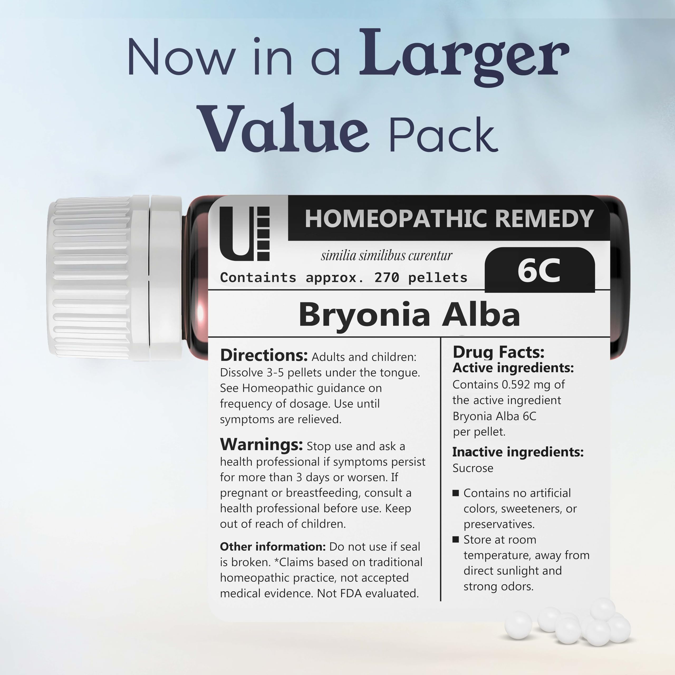Bryonia Alba 6C Homeopathic Remedy, 270 Pellets - Lactose-Free