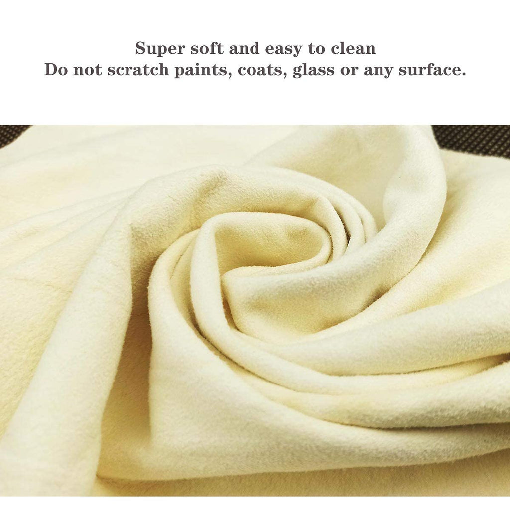 BSHELL Chamois Cloth 7x6 in (Pack of 5) - Natural Leather Cleaning Cloths for Glasses, Jewelry, Cameras