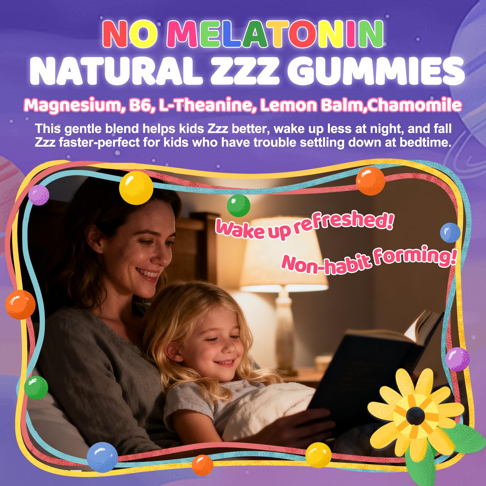 BSSTABBON Kid's Magnesium Glycinate Gummies – Melatonin-Free, L-Theanine, B6 D3, Omega-3 (120 ct)