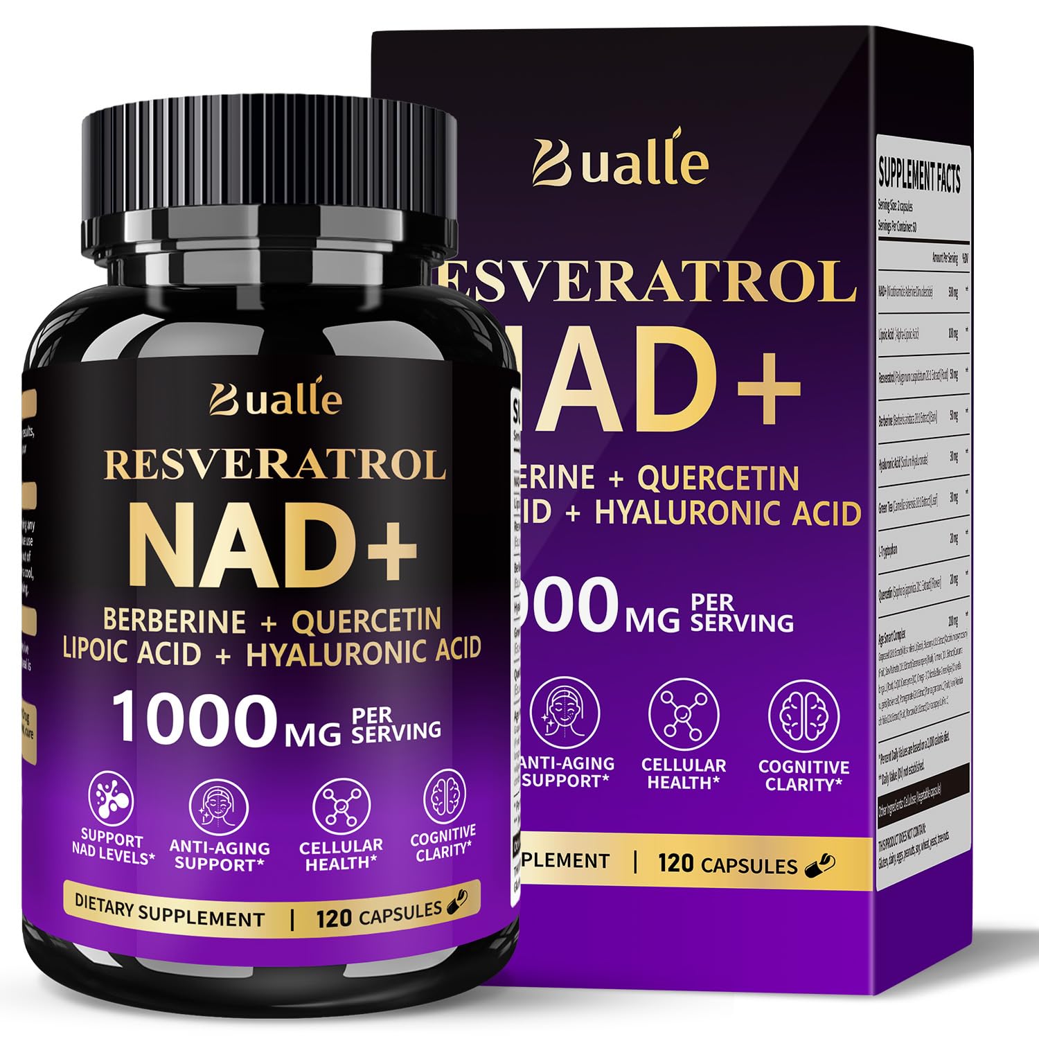 Bualle NAD Liposomal Supplement | Joint Support & Anti-Aging | 120 Capsules
