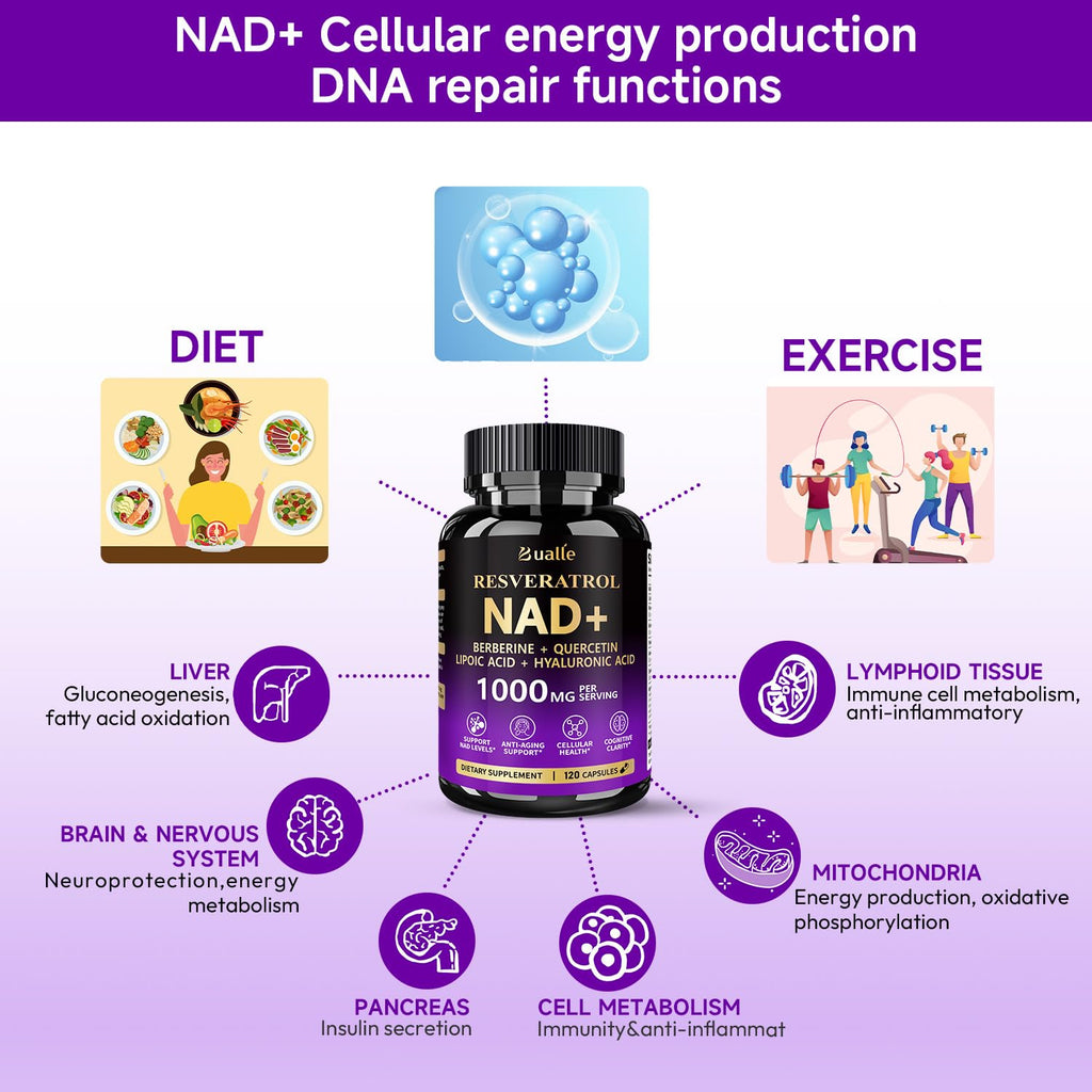 Bualle NAD Liposomal Supplement | Joint Support & Anti-Aging | 120 Capsules