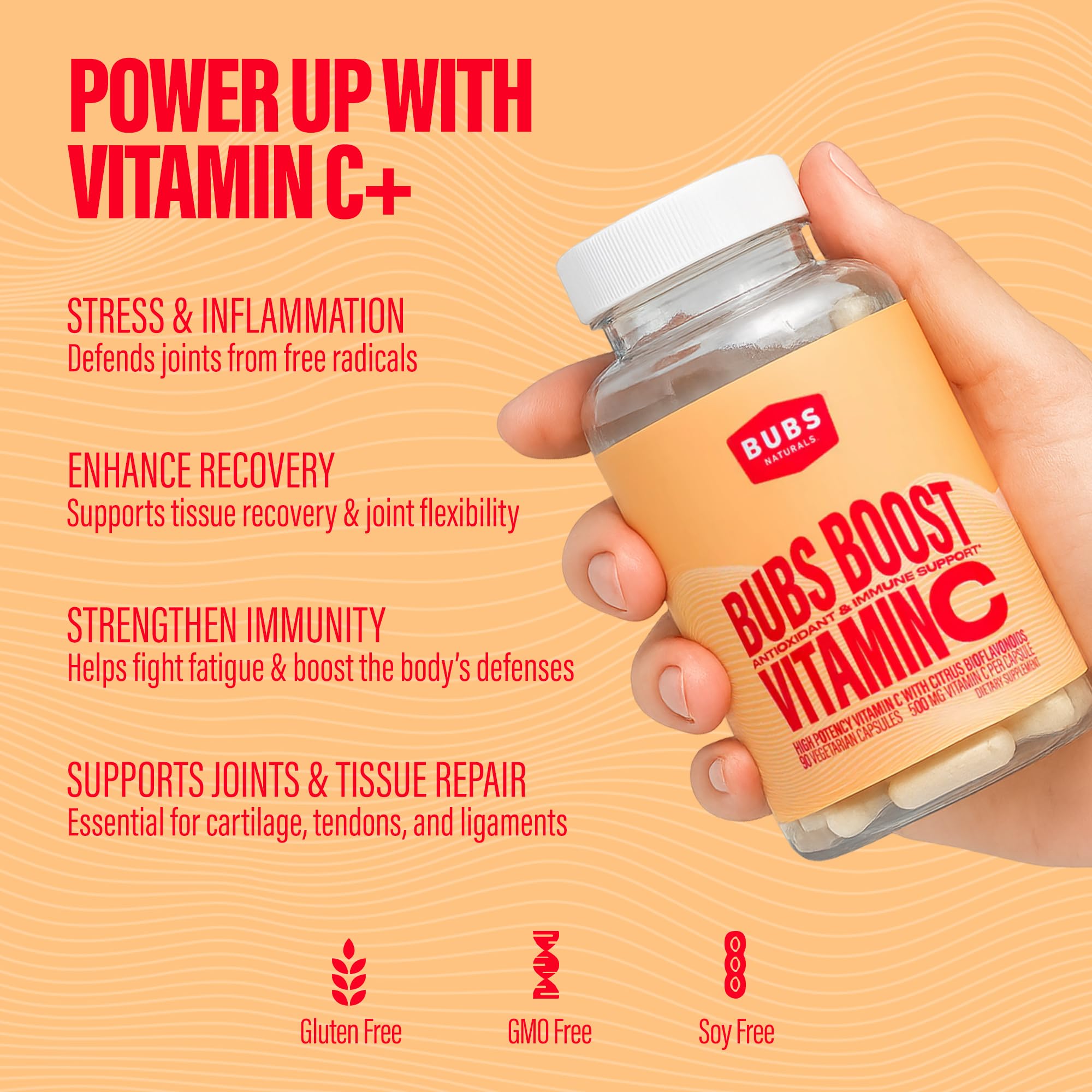 BUBS Naturals Vitamin C with Bioflavonoids – Immune Support & Collagen Health (90 Count)