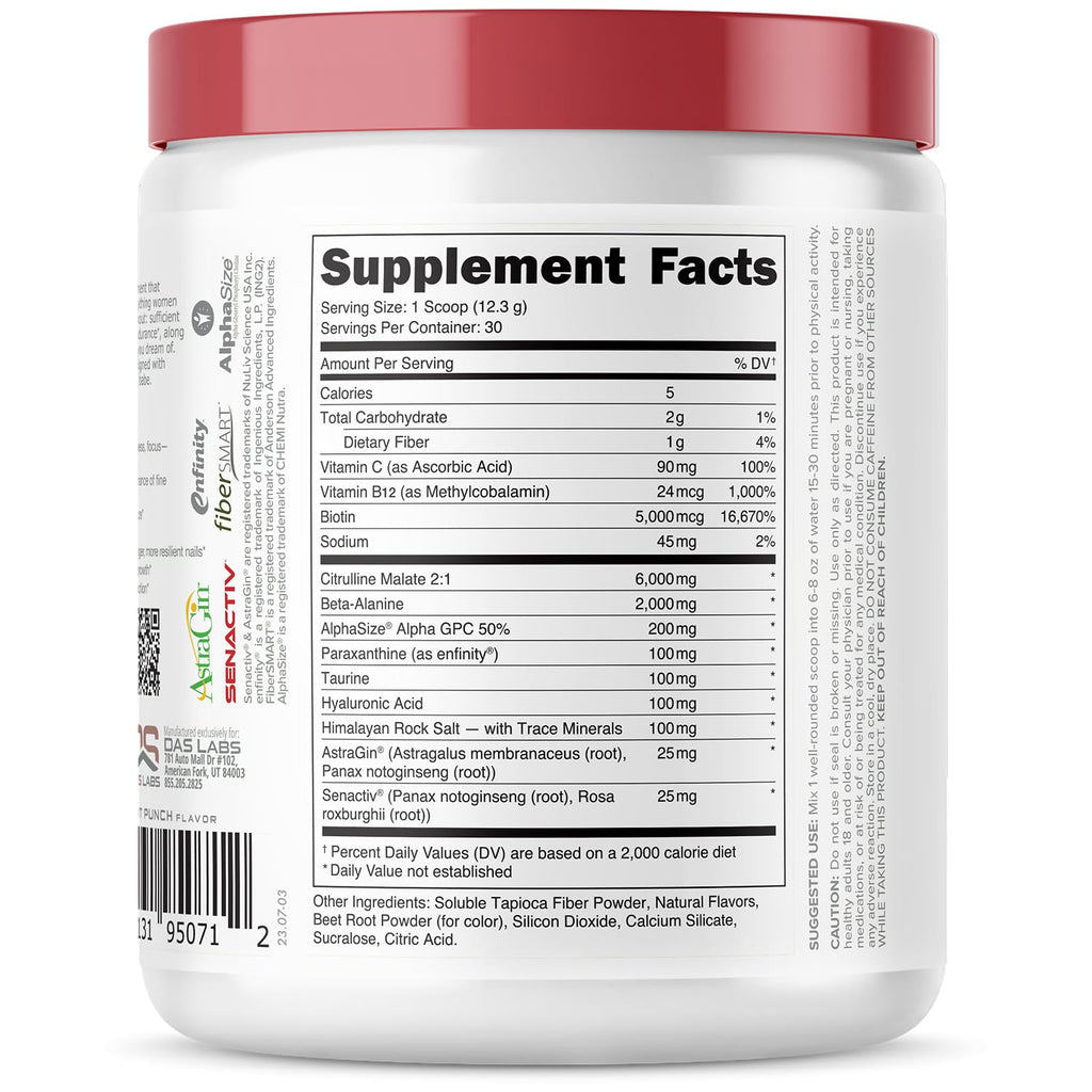 Bucked Up Babe Pre-Workout for Women – Fruit Punch | 30 Servings | 13 oz