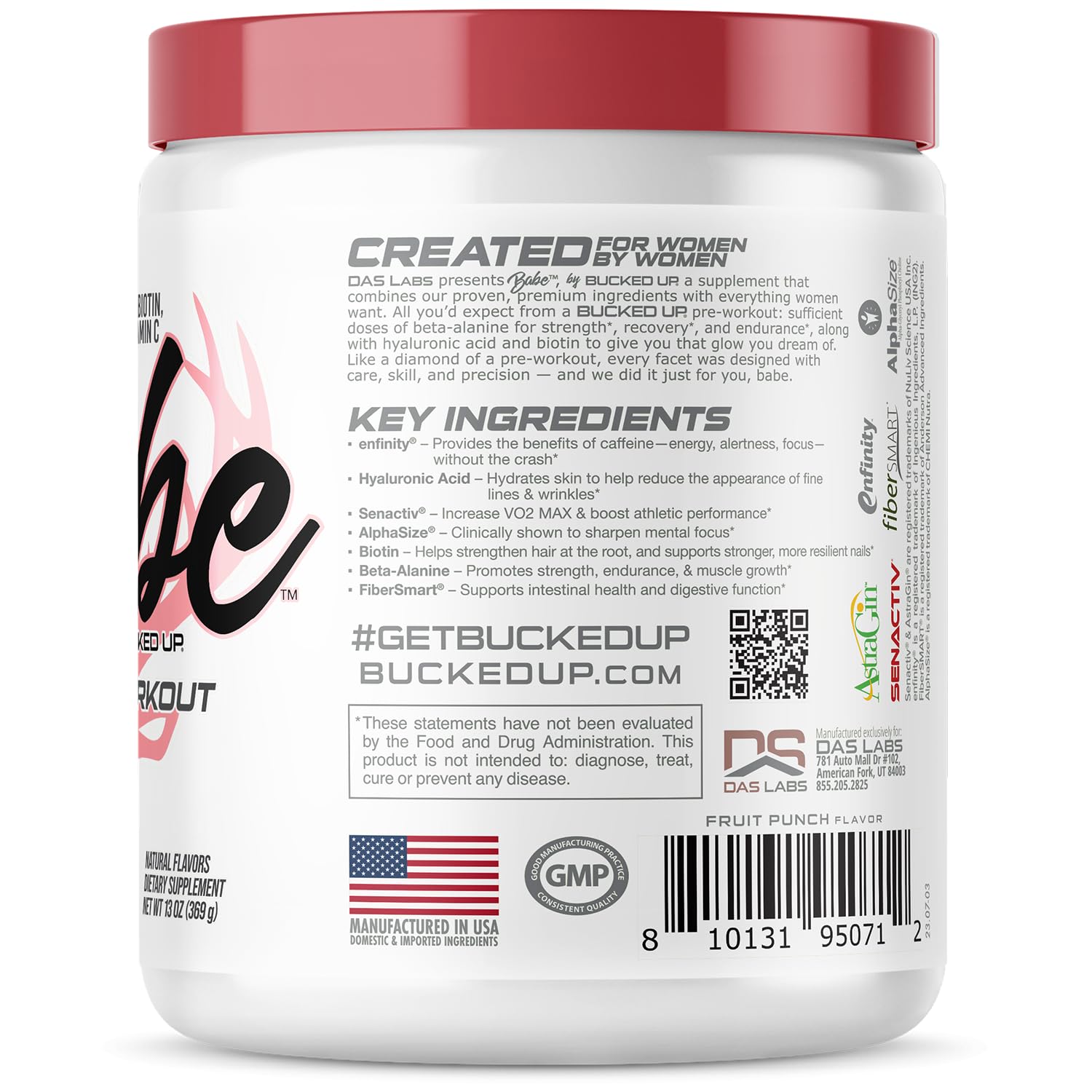 Bucked Up Babe Pre-Workout for Women – Fruit Punch | 30 Servings | 13 oz