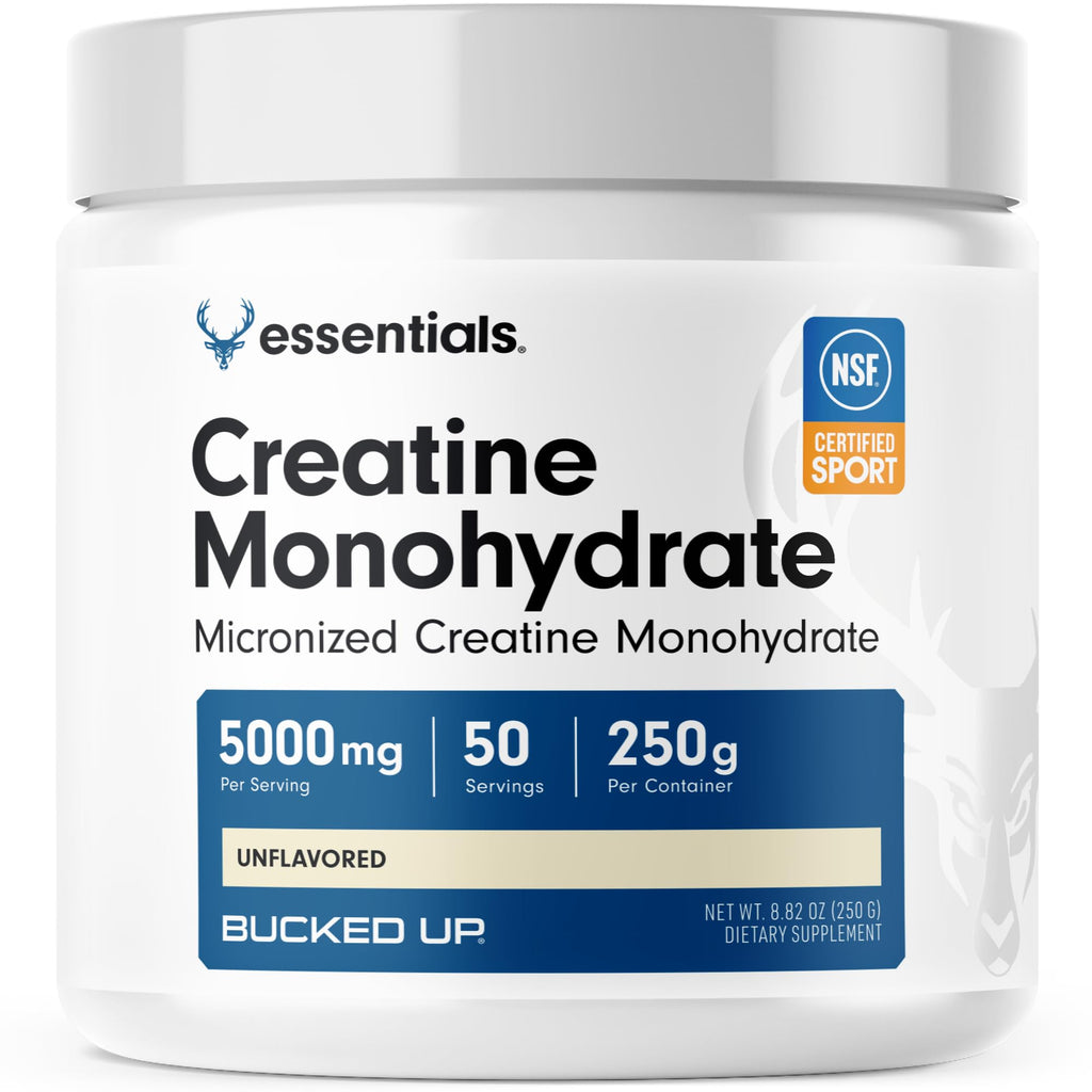 Bucked Up Pure Micronized Creatine Monohydrate – Unflavored, 5g per Serving, 50 Servings (250g)