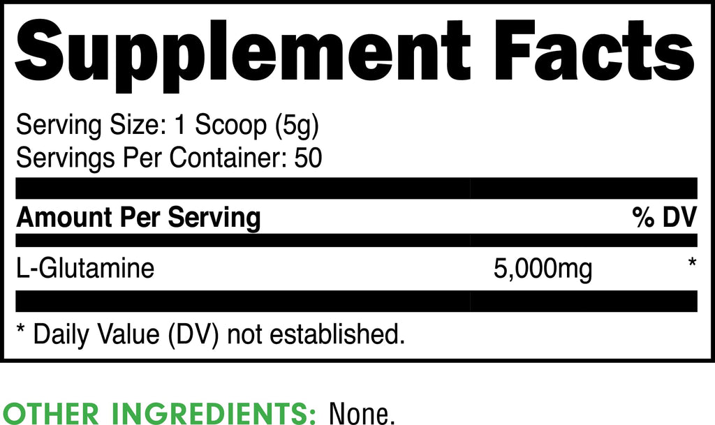 Bucked Up L-Glutamine (5000mg) – Essentials 50 Servings | 250g