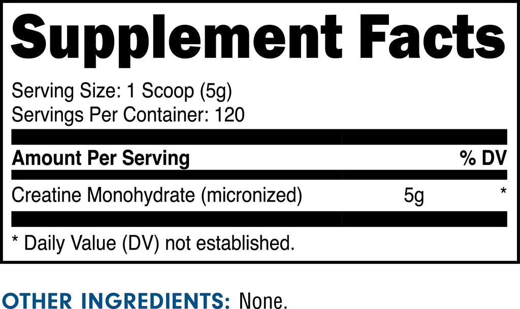 Bucked Up Pure Creatine Monohydrate – 600 g, Unflavored, 120 Servings