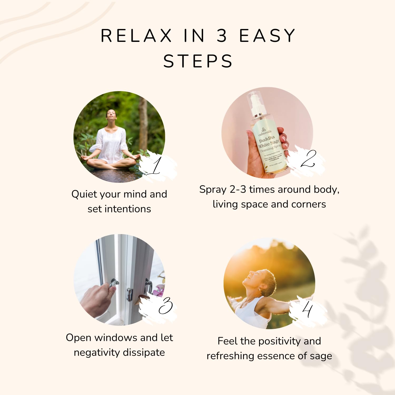 Buddha White Sage Spray Protection - Smudge Spray with Water Blessed by Buddhist Monks (1200+ Sprays) | Sage Spray for Cleansing Negative Energy and Protection | Salvia Blanca para Limpiar (5.6 OZ)