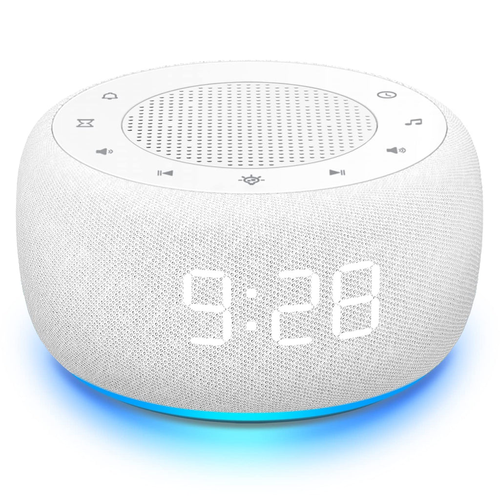 Buffbee Sound Machine & Alarm Clock 2-in-1 – 18 Sleep Sounds, 30-Level Volume, Adjustable Brightness