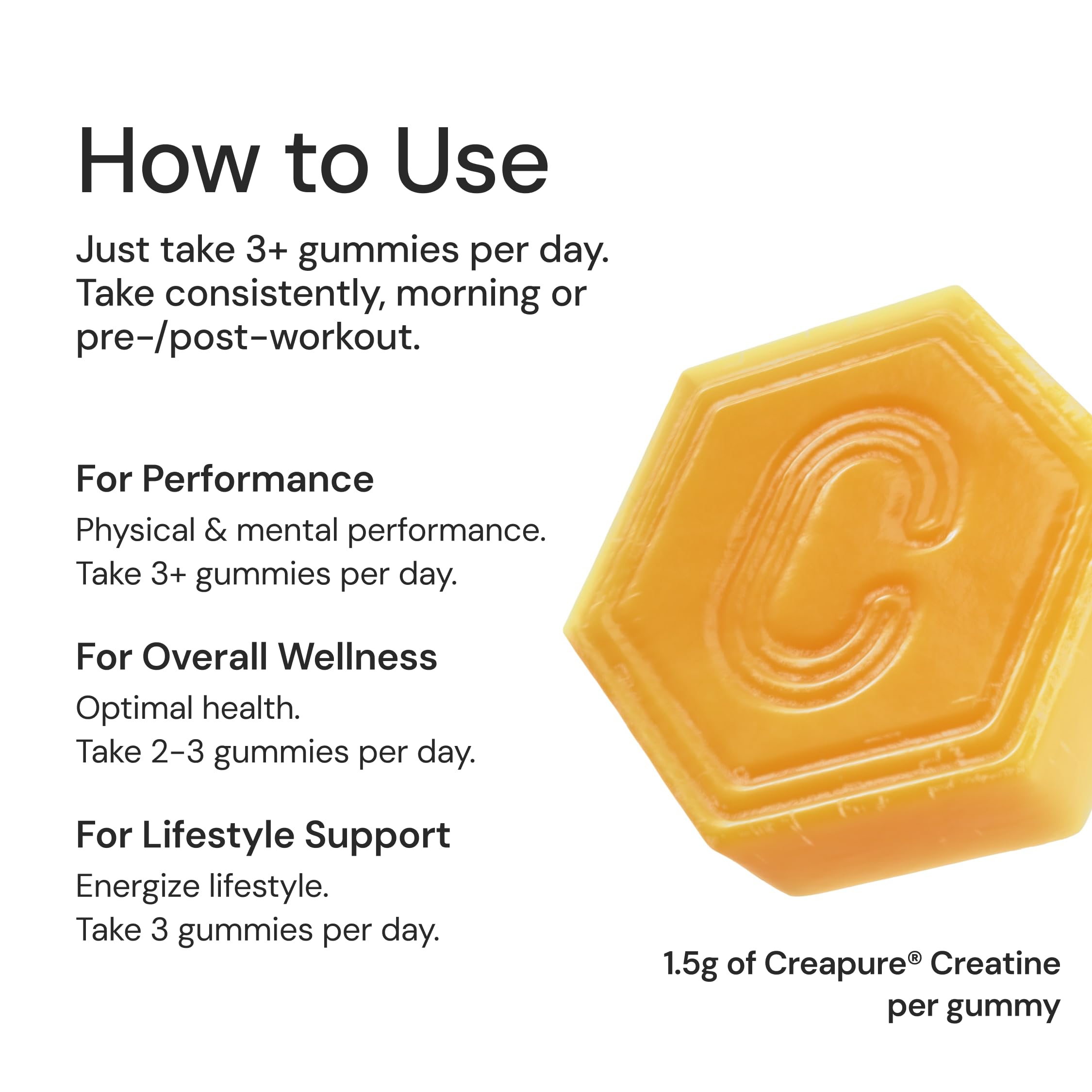 Create Creatine Monohydrate Gummies – 1.5g per Gummy, Vegan & Anti-Melting