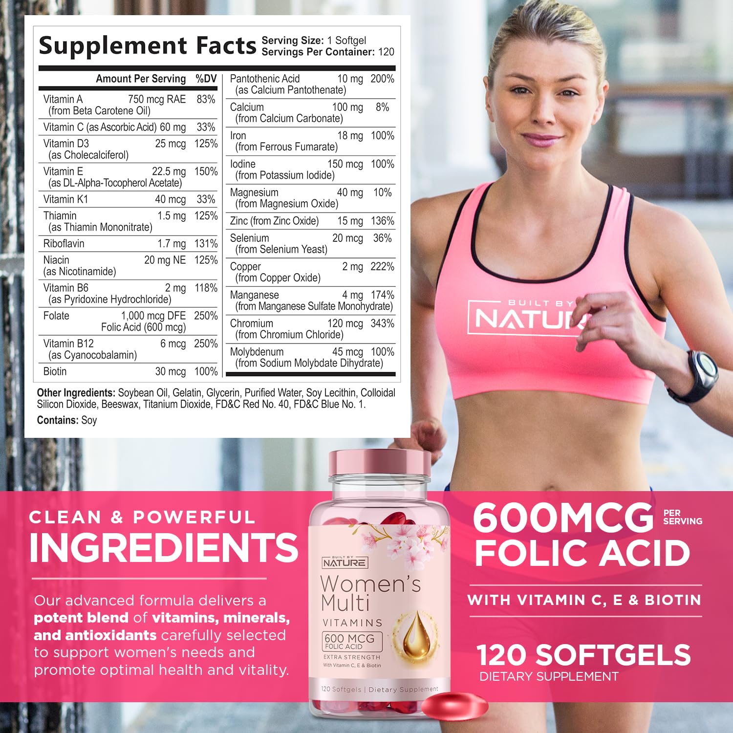 Built By Nature Women’s Multivitamin – Daily Wellness & Immune Support (120 Softgels)