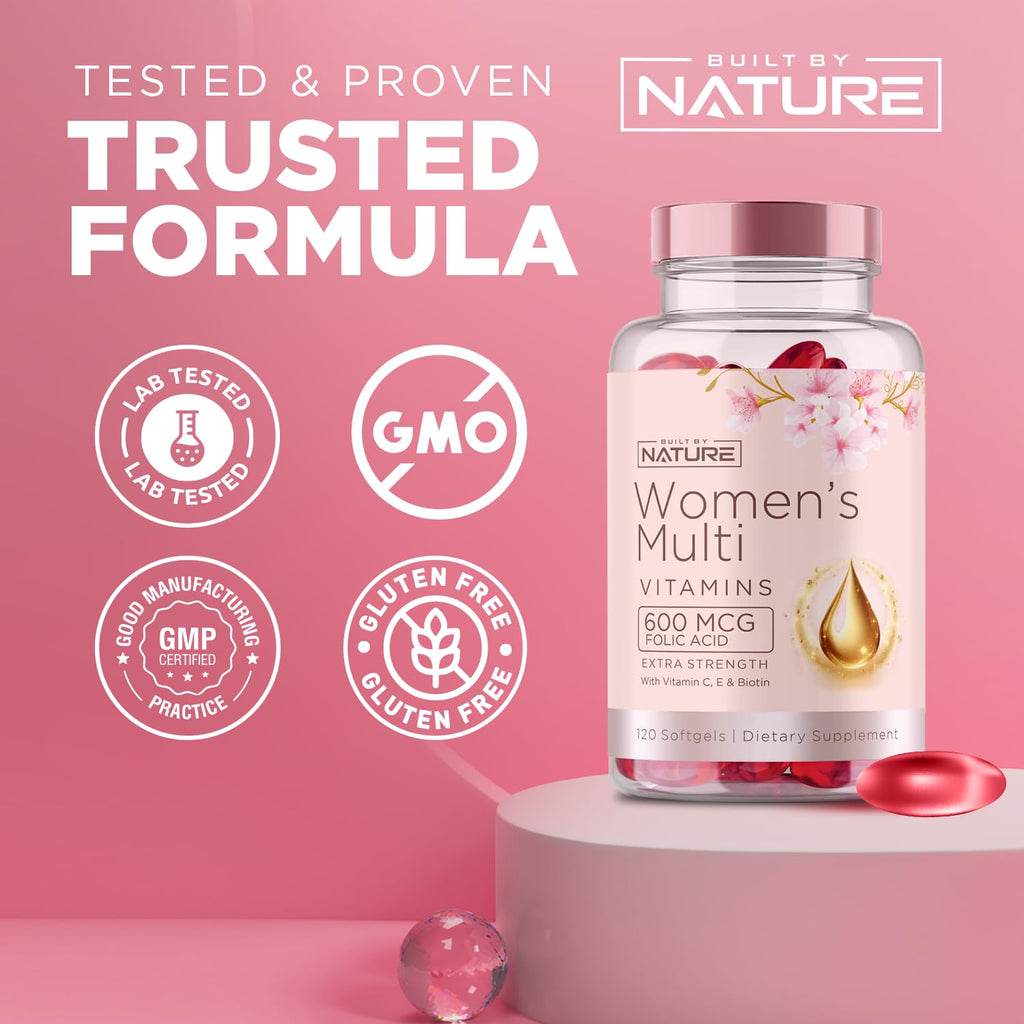 Built By Nature Women’s Multivitamin – Daily Wellness & Immune Support (120 Softgels)