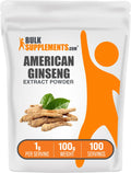 BulkSupplements.com American Ginseng Extract Powder – Ginseng Supplement, Gluten Free, 100g (3.5 oz), Pack of 1