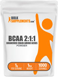 BulkSupplements BCAA 2:1:1 Powder – Unflavored, Gluten Free, 1g Per Serving, 1kg (2.2 lb)