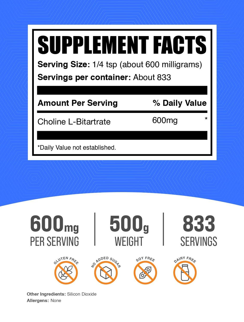 Choline Bitartrate Powder – BulkSupplements.com | 600 mg/Serving, 500 g