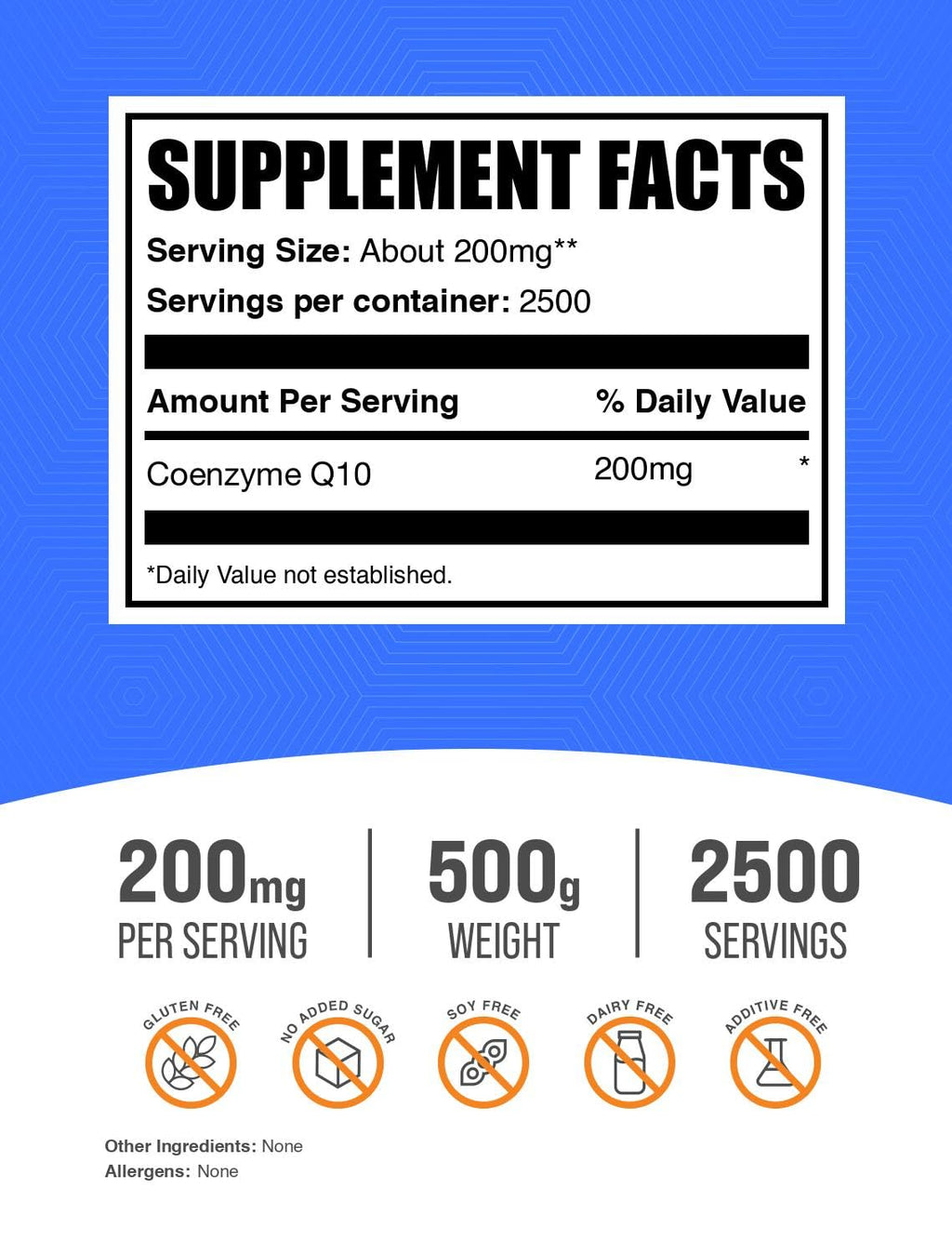 BulkSupplements CoQ10 Powder 200 mg – Gluten Free, 500g | Coenzyme Q10 Supplement