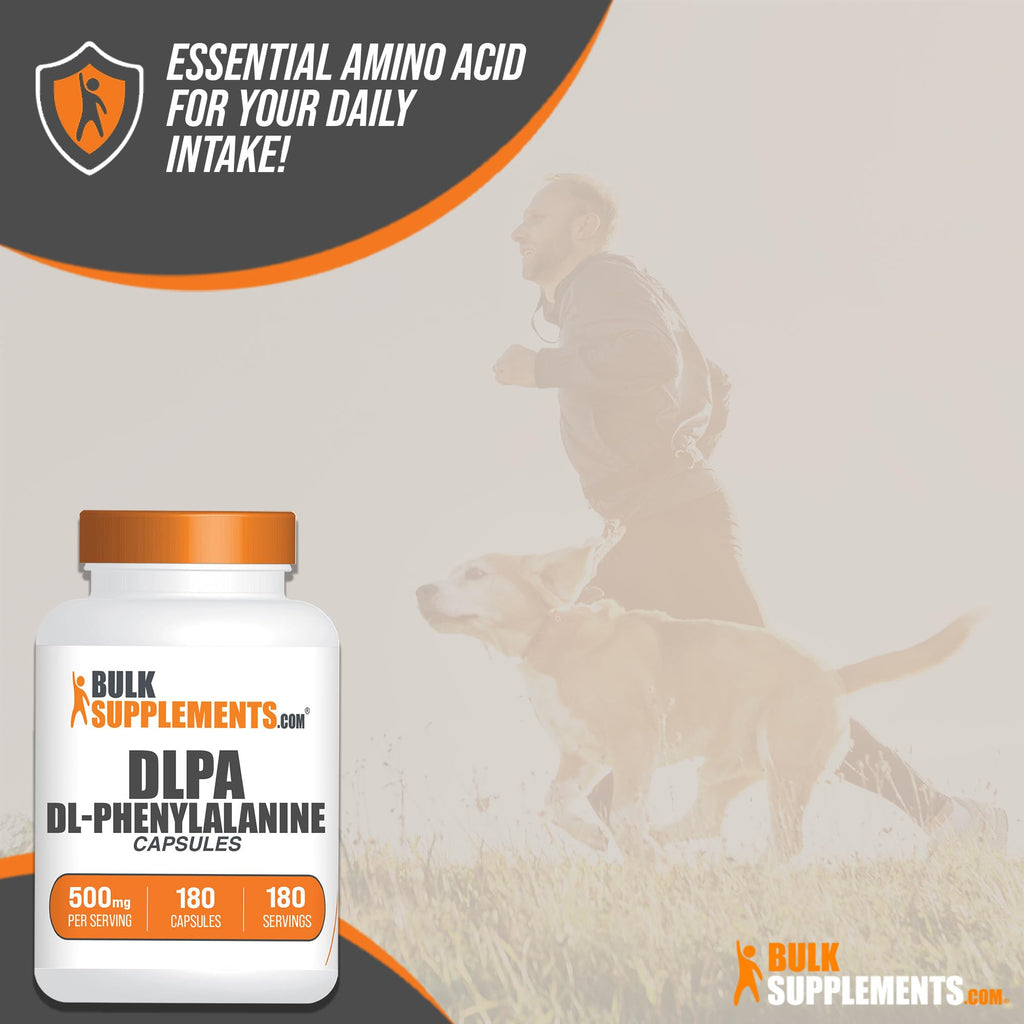 BulkSupplements DL-Phenylalanine Capsules 500mg (DLPA) – 180 Caps, Gluten Free