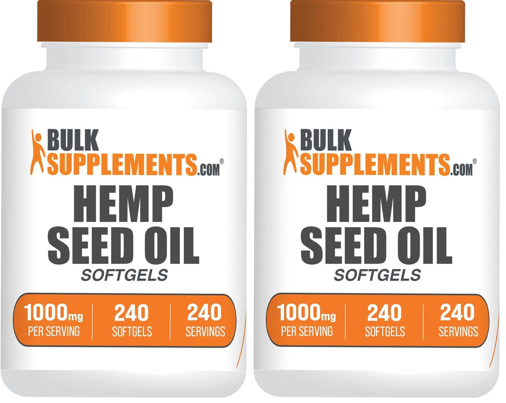 BulkSupplements Hemp Seed Oil Softgels 1000mg - Omega-3, Gluten Free - Pack of 2