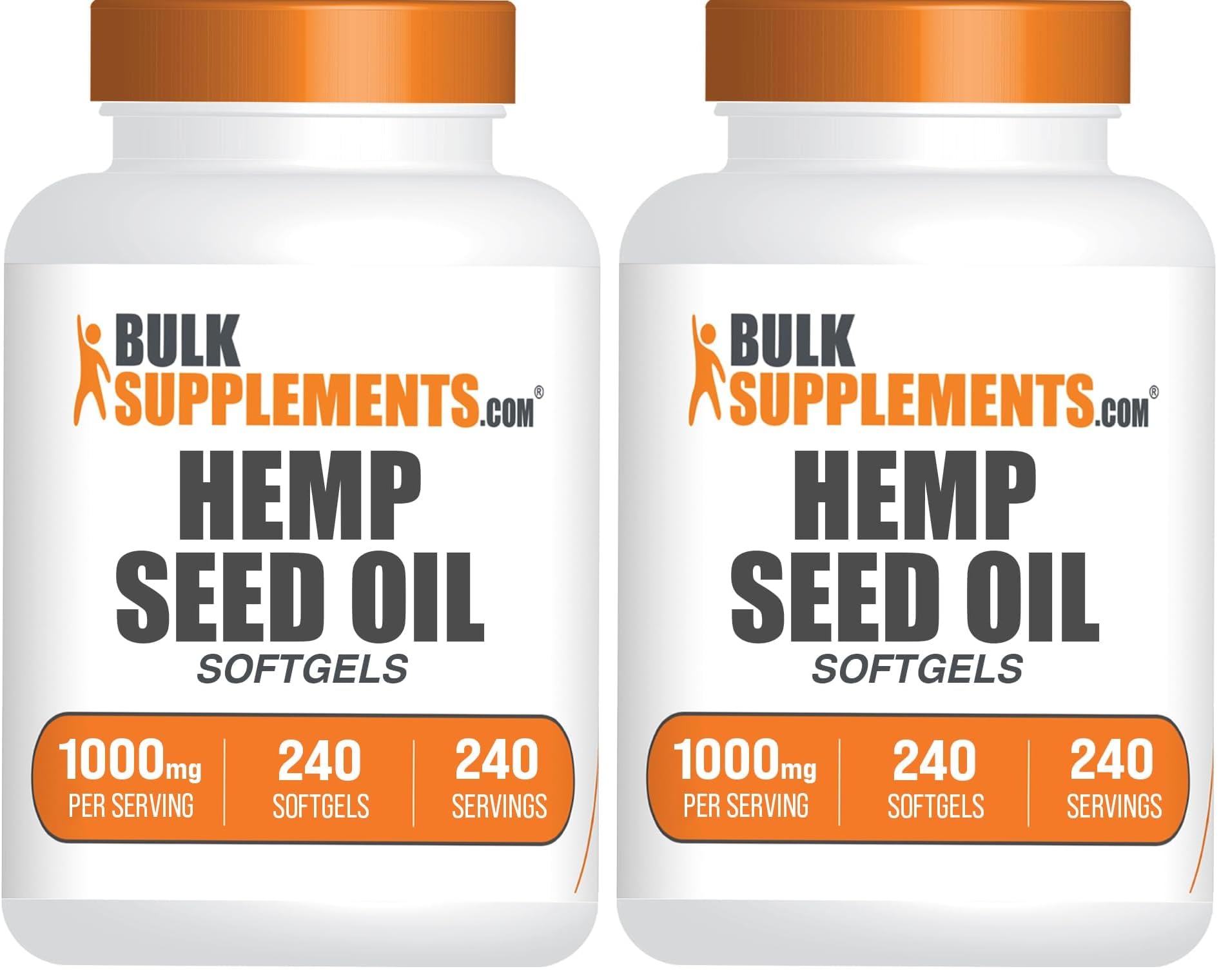 BulkSupplements Hemp Seed Oil Softgels 1000mg - Omega-3, Gluten Free - Pack of 2