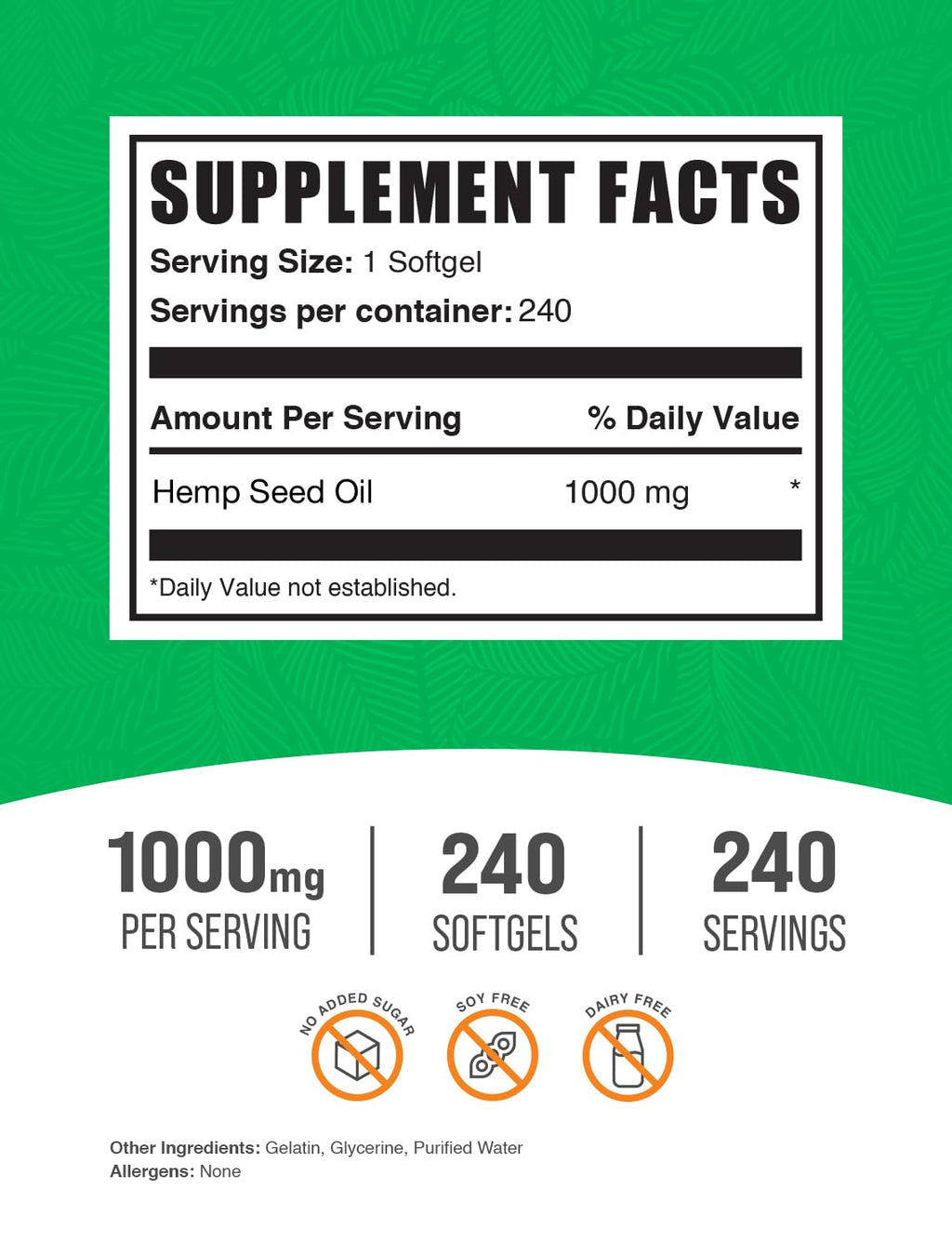 BulkSupplements Hemp Seed Oil Softgels 1000mg - Omega-3, Gluten Free - Pack of 2