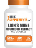 BulkSupplements Lion's Mane Mushroom Extract Capsules – Brain Support, 1000mg per Serving, 360 Vegan Capsules