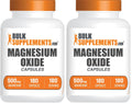 BulkSupplements Magnesium Oxide Capsules - 500mg, Gluten Free, 360 Capsules (2x180) | Magnesium Supplement