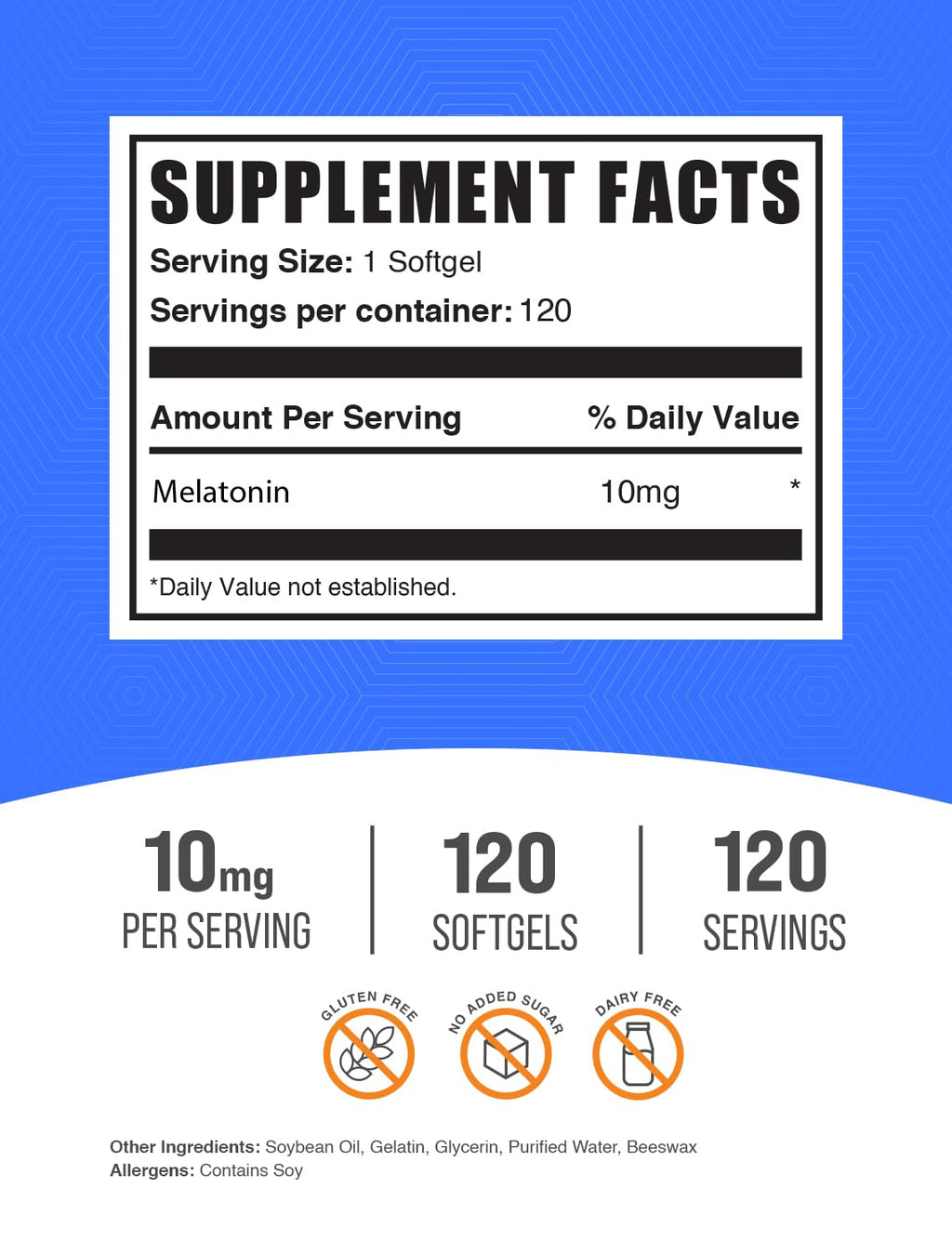Melatonin 10 mg Softgels – Sleep Support for Adults | Gluten Free | Pack of 2 (240 Softgels) | BulkSupplements