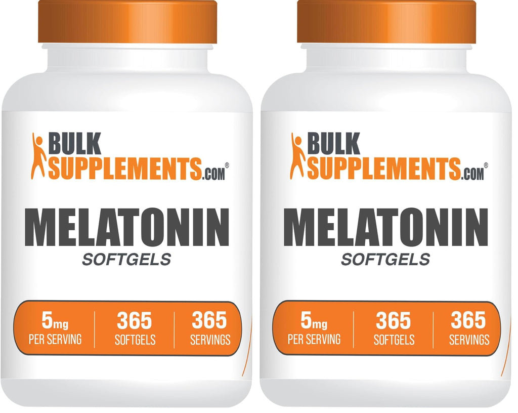 BulkSupplements Melatonin 5 mg Softgels – Sleep Support for Adults, 5 mg per Serving, Gluten Free, 365 Count (Pack of 2)