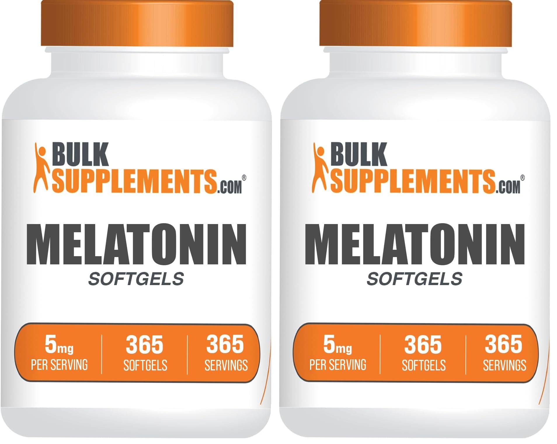 BulkSupplements Melatonin 5 mg Softgels – Sleep Support for Adults, 5 mg per Serving, Gluten Free, 365 Count (Pack of 2)