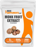BulkSupplements Monk Fruit Extract Powder – Luo Han Guo, 500g, 250 Servings, Gluten Free, No Erythritol