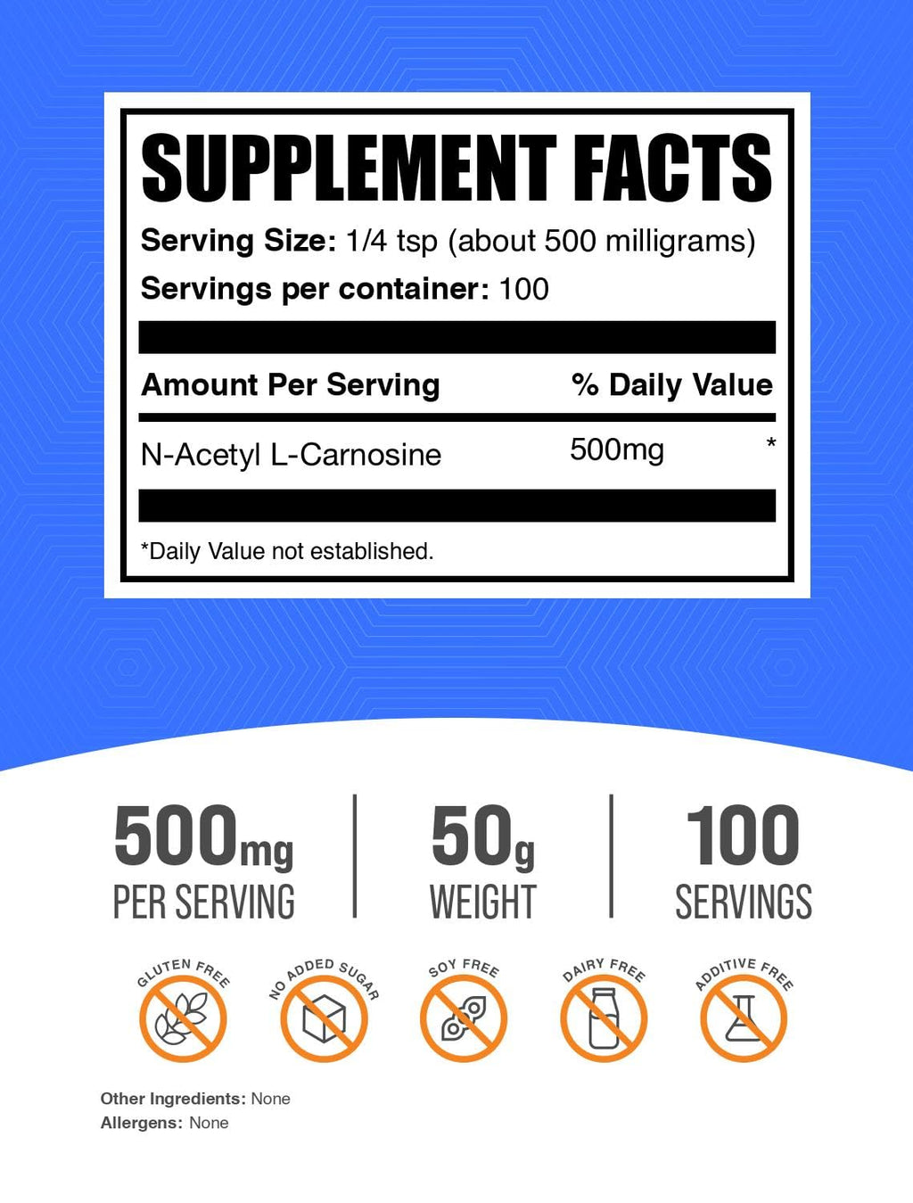 BulkSupplements N-Acetyl L-Carnosine Powder – 500mg per Serving, Gluten Free, 50g
