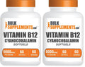 BulkSupplements Vitamin B12 5000 mcg Softgels – Cyanocobalamin, Energy Support, Gluten Free, 60 Count (Pack of 2)