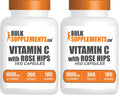 BulkSupplements Vitamin C with Rose HIPS Capsules – 1000mg Vitamin C, 15mg Rose HIPS, 360 Count (Pack of 2)