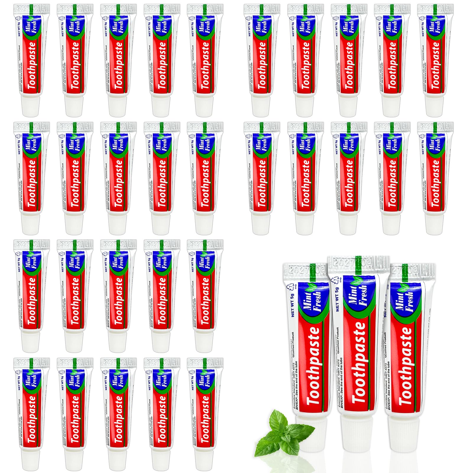 200 Pcs Bulk Travel Size Toothpaste – 0.176 oz Mint Mini, Single-Use for Hotels & Guests