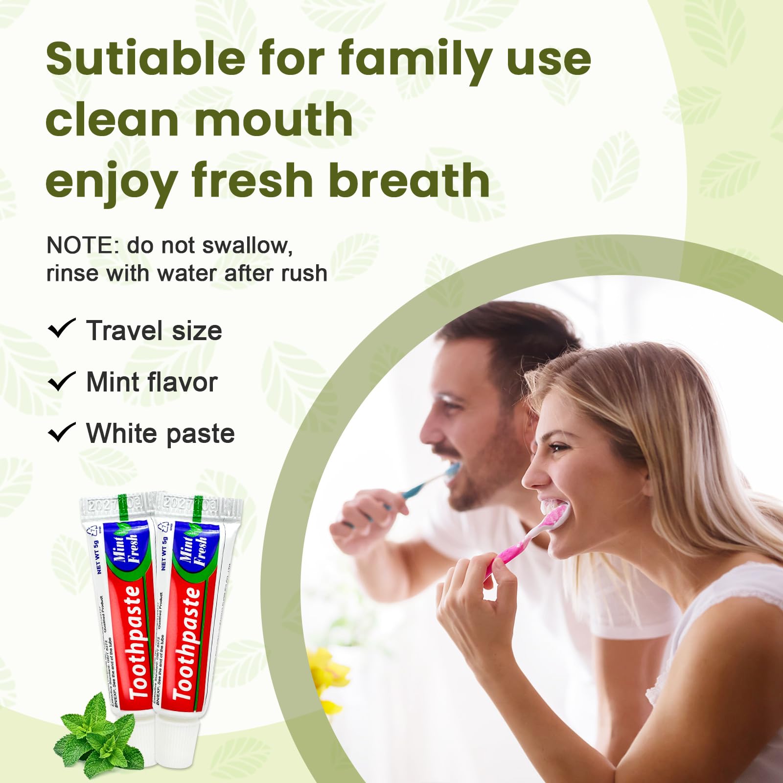 200 Pcs Bulk Travel Size Toothpaste – 0.176 oz Mint Mini, Single-Use for Hotels & Guests