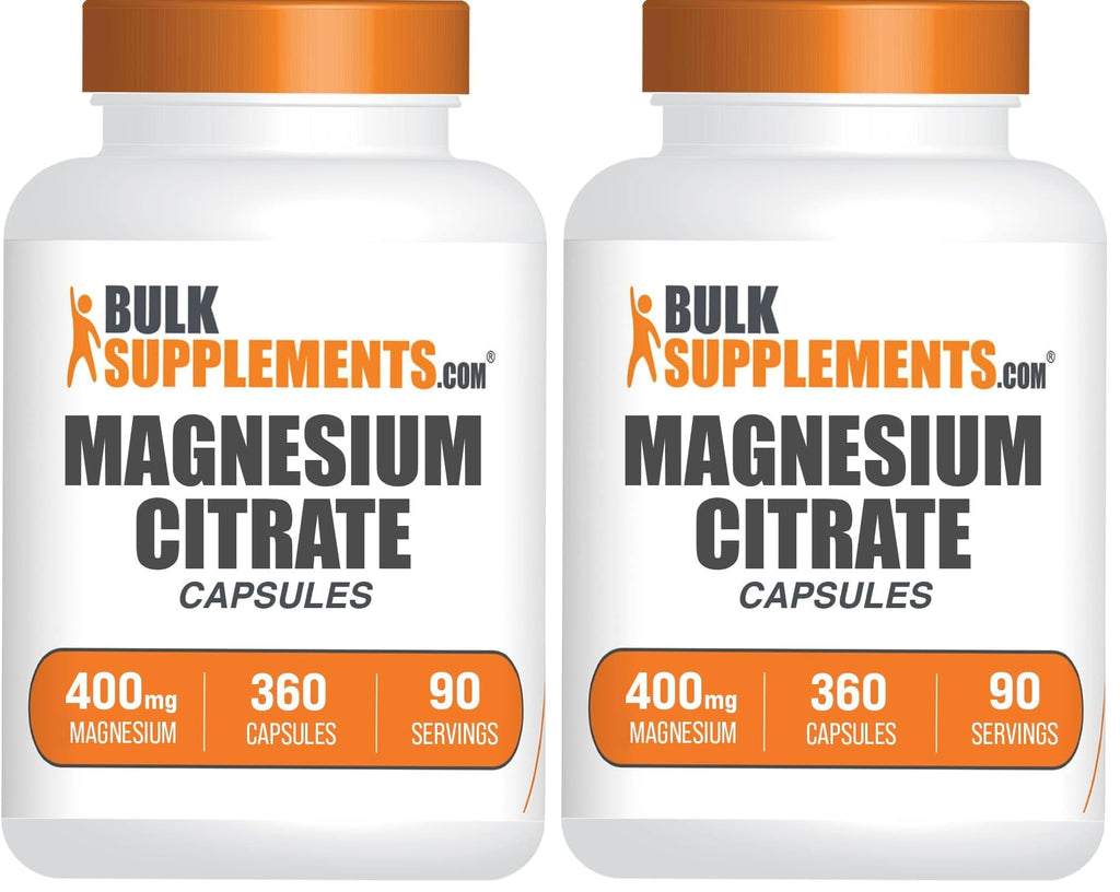 BulkSupplements Magnesium Citrate Capsules 400mg — Gluten Free, 4 Capsules per Serving, 360 Count (Pack of 2)